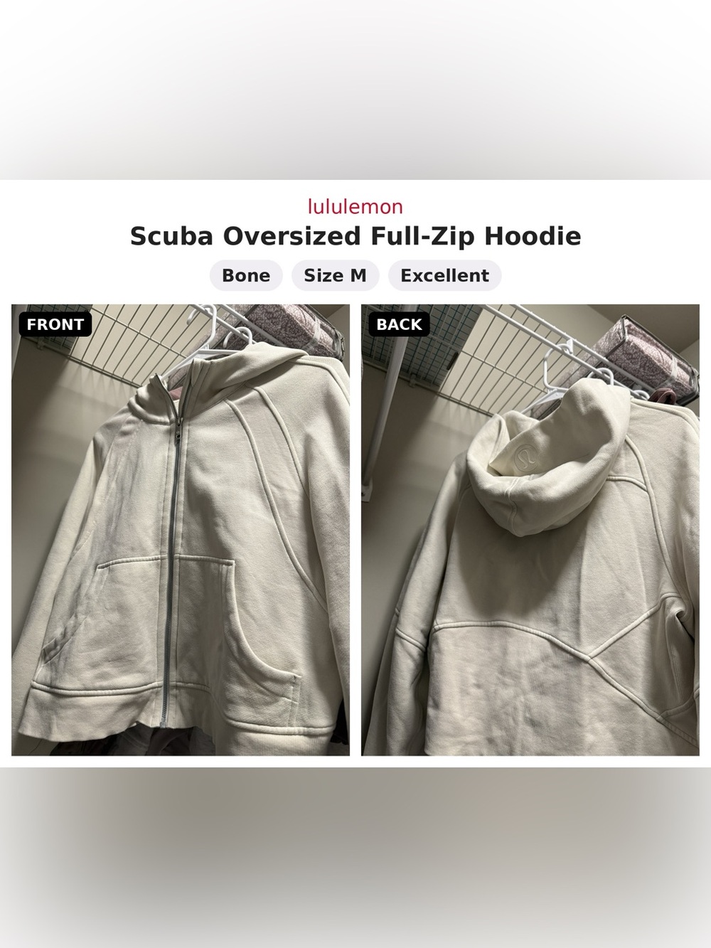 lululemon athletica Bone Scuba Oversized Full-Zip Hoodie